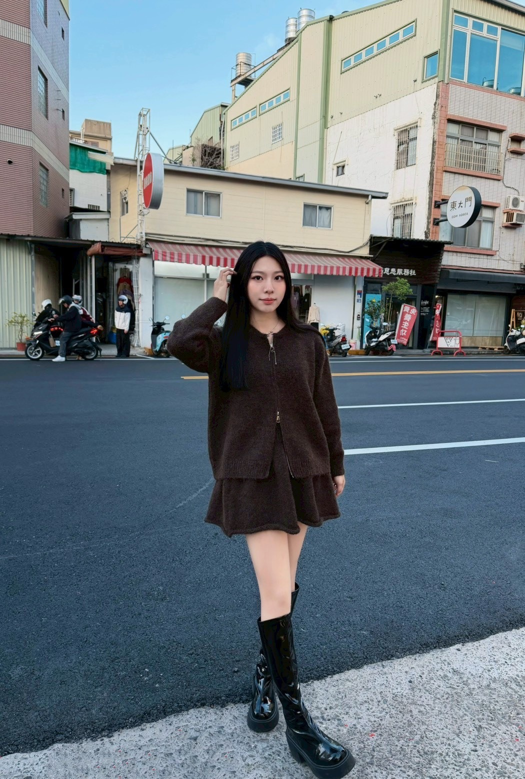 韓系 慵懶風 捲邊針織套裝