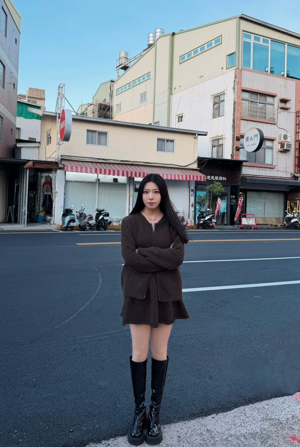 韓系 慵懶風 捲邊針織套裝