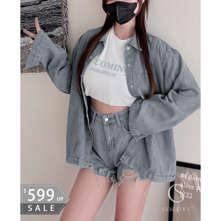 G9701 「豎紋Eco'Pro環保水洗牛仔短褲」