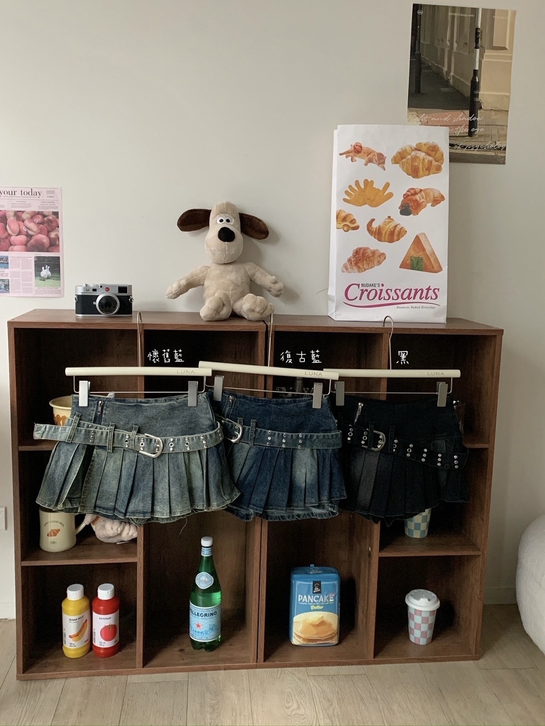 A26 美式辣妹百褶自帶安全褲牛仔裙