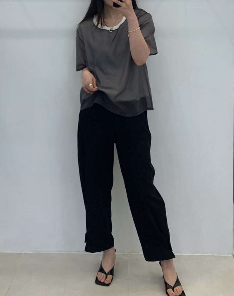 FP6017 圓領高級雪紡莫代爾雙層T