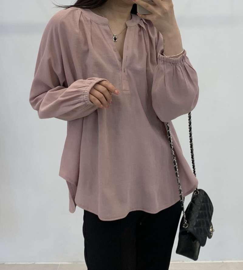 FP6018 V領人造絲寬松上衣