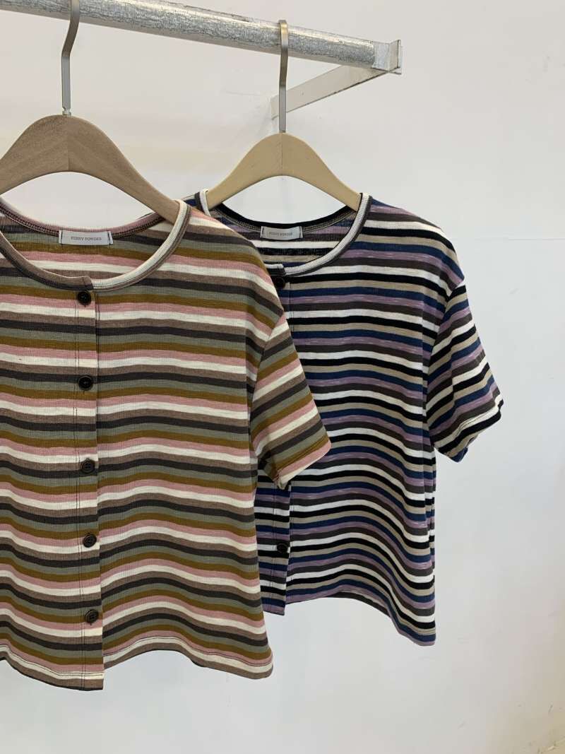 FP6019 人造絲條紋上衣