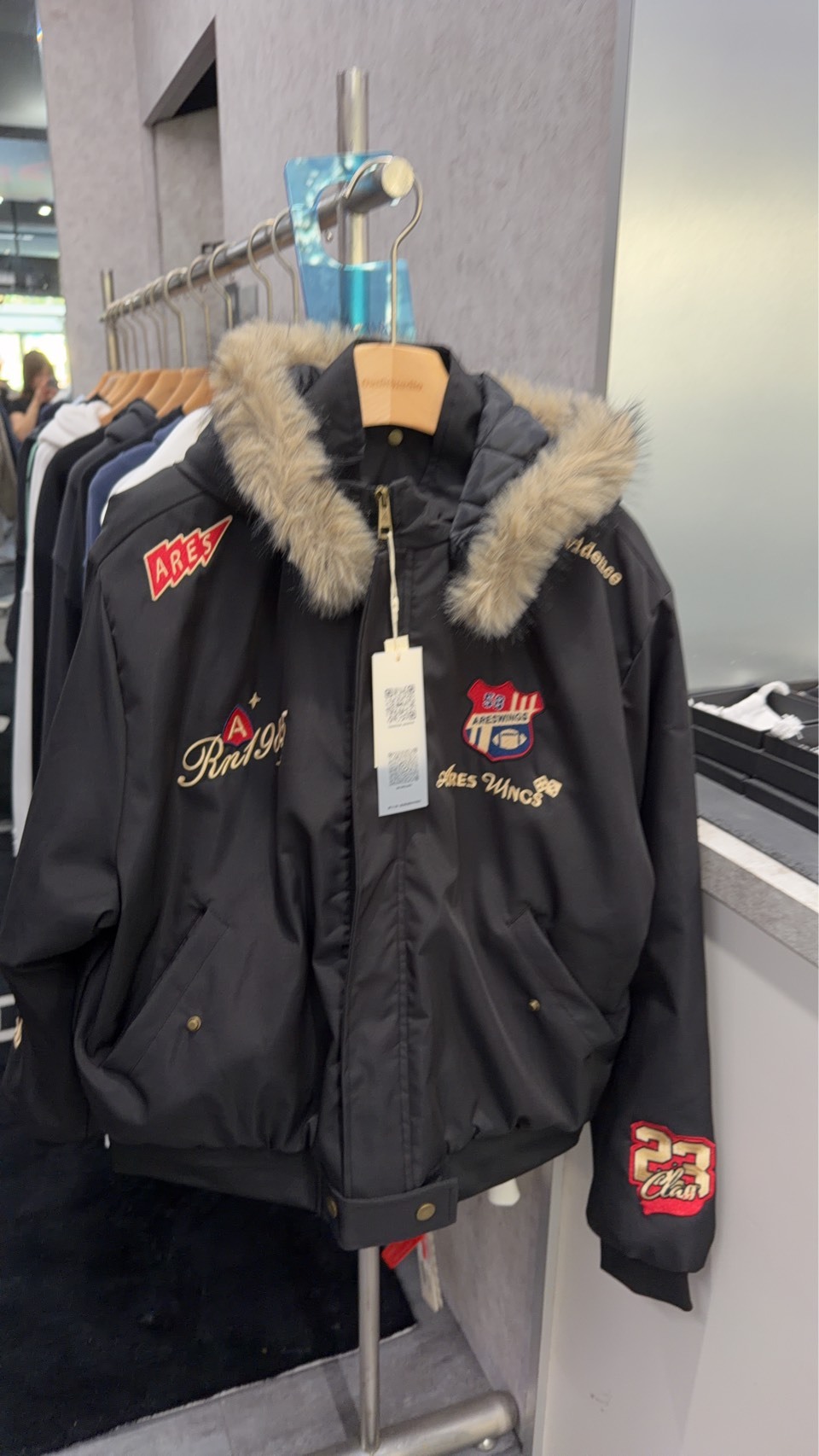 美式復古刺繡徽章座山雕連帽外套