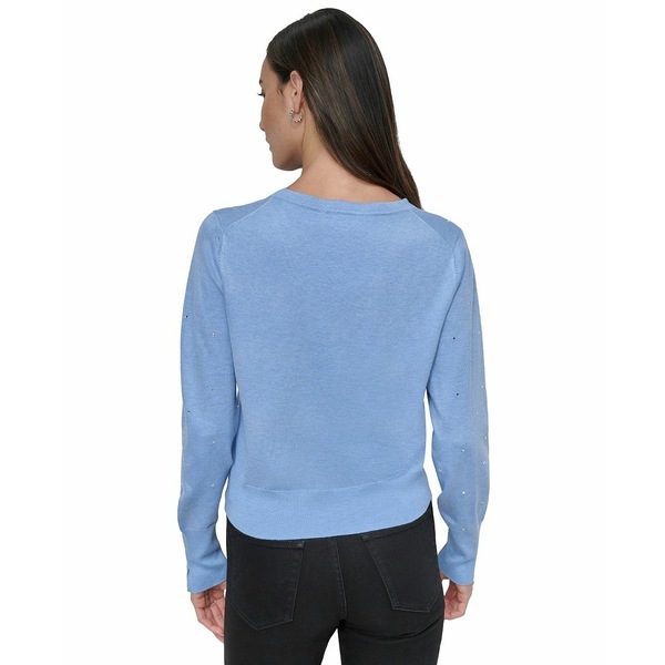 [S] DKNY BLUEBELL HTHR V NECK SWEATER WITH STUDS, DJ4R0438-J1N [FINAL SALE] (SD1531)