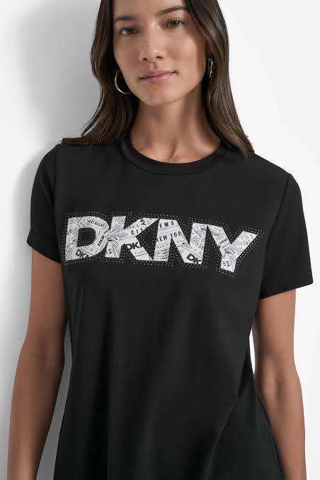 [S] DKNY BLACK LOGO EMBELLISHED TEE, P5RH3WNA-BLK (SD1631)