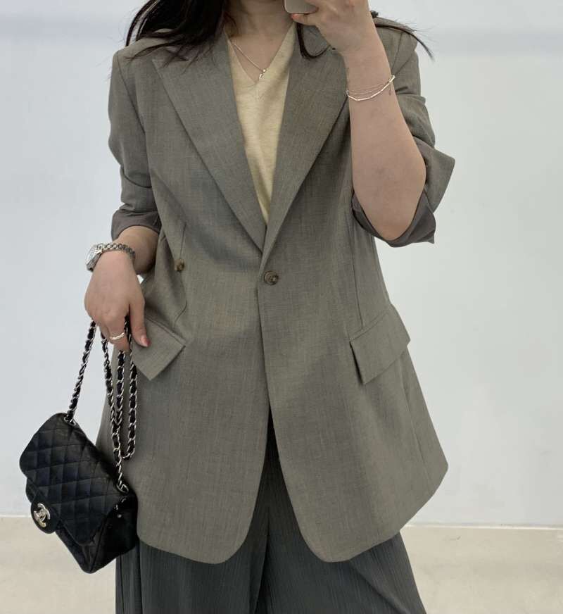 FP6023 男友風人造絲寬松西裝外套