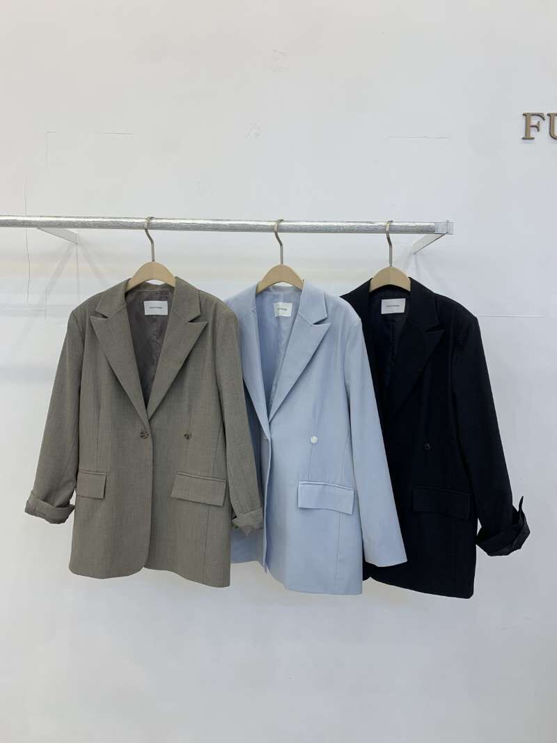 FP6023 男友風人造絲寬松西裝外套