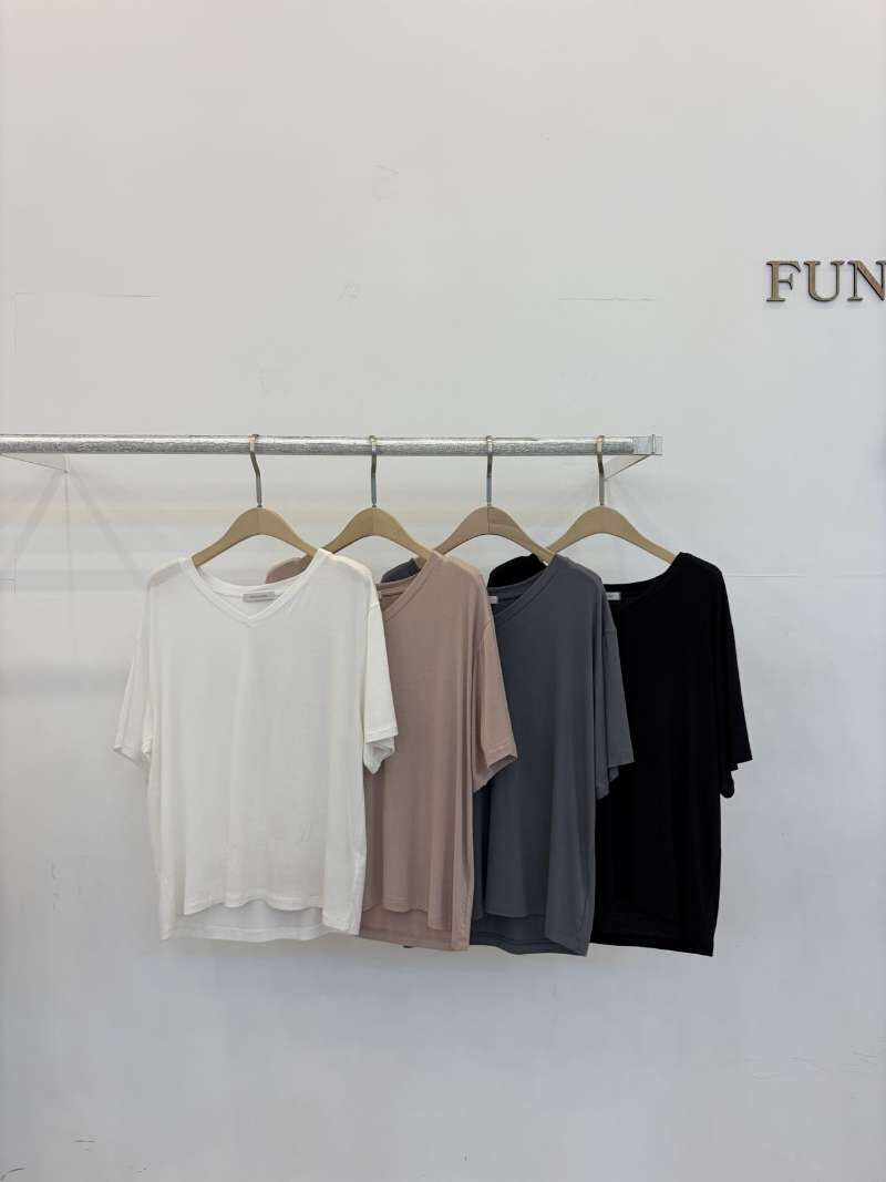 FP6025 寬松莫代爾簡約v領T