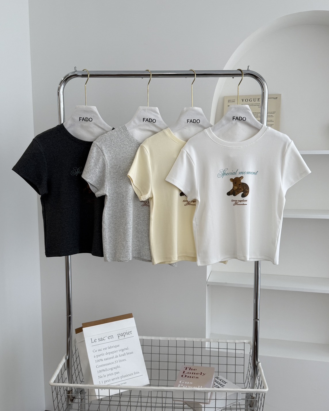 法朵Fado shop｜小鹿英文圓領棉T 0215053 四色