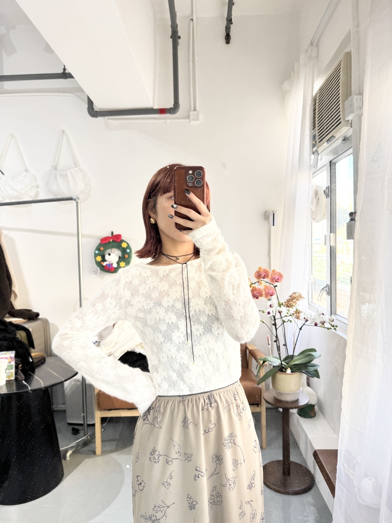 可露肩Lace大圓領TOP