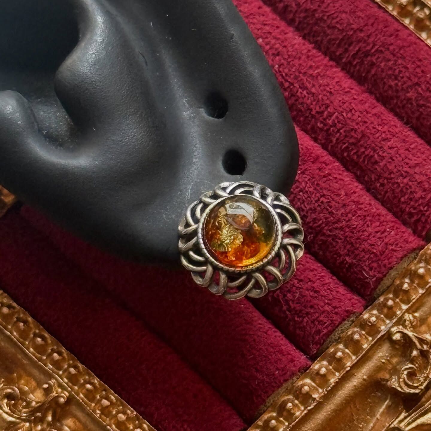 [原石] 俄羅斯花珀 / 琥珀 925銀耳環