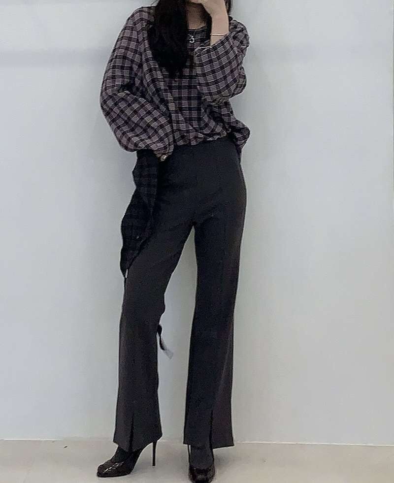 FP6028 設計感寬松格紋上衣