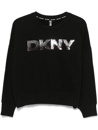 [S] DKNY BLACK DJ4R0480 SEQUINNED-LOGO SWEATSHIRT, 755403354853 FINAL SALE (SD1375)