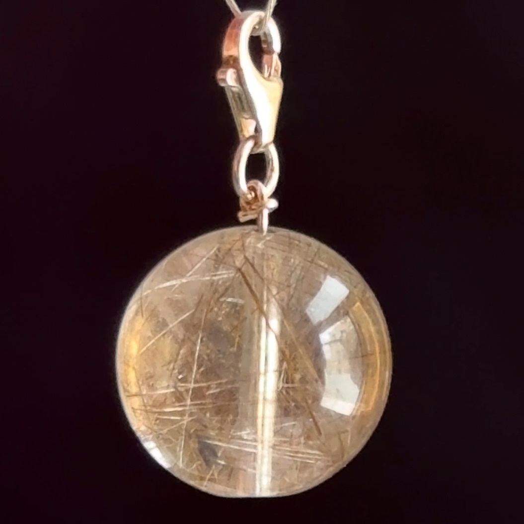 [原石] 金色銀鈦晶 / 金髮晶 / 金鈦晶 水晶小球 項鏈吊墜