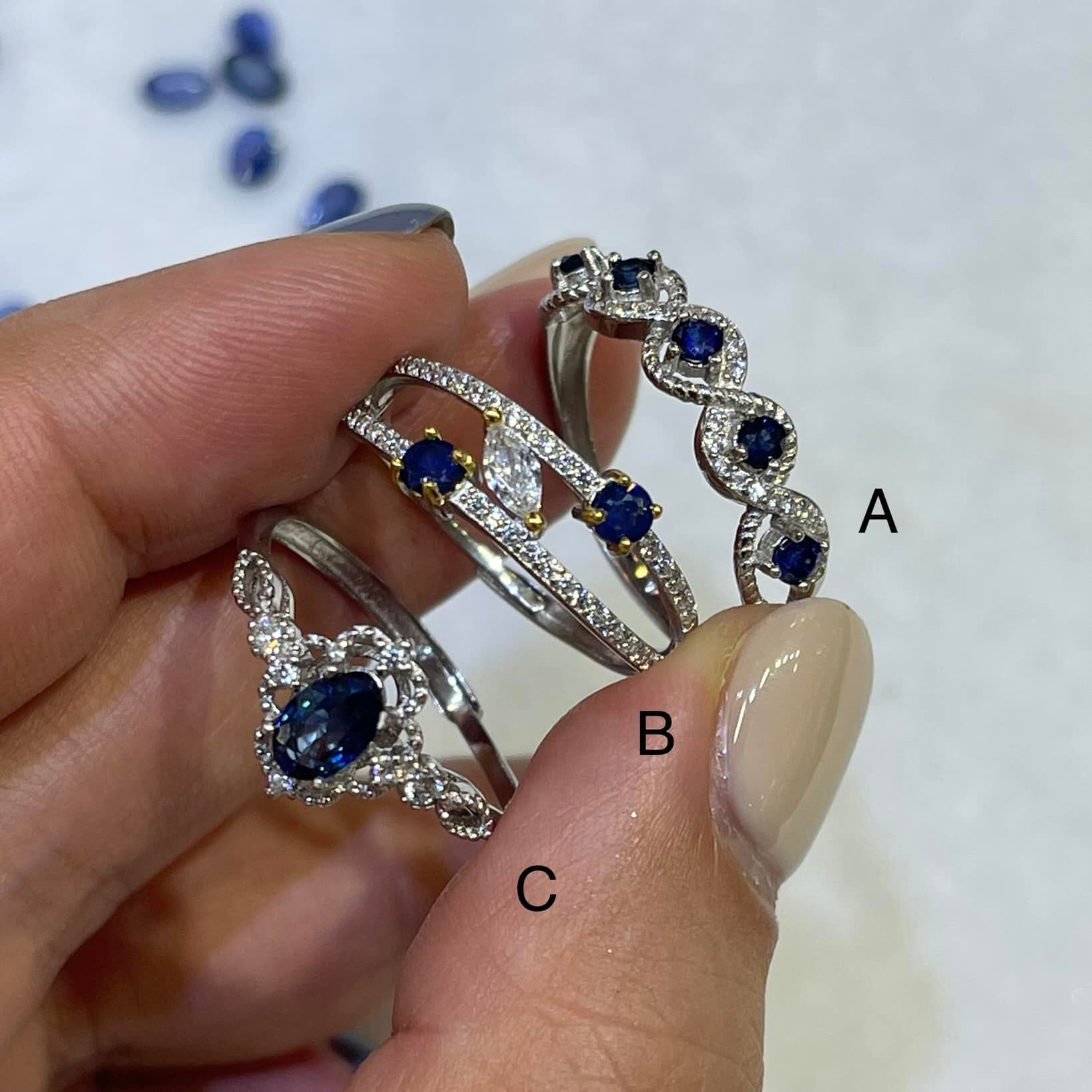 斯里蘭卡，天然一度燒藍寶石純銀戒(活圍)