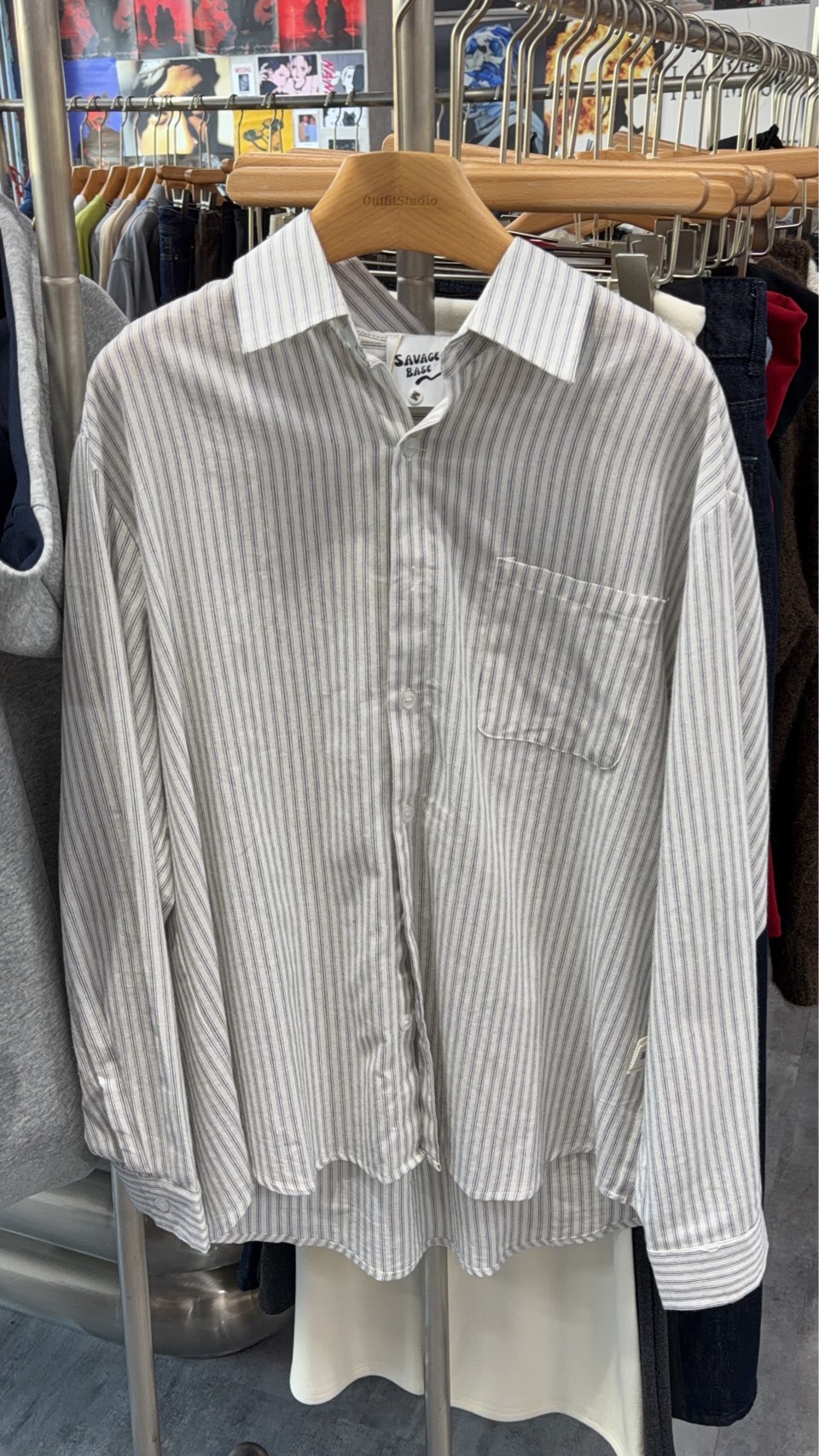 日系 復古 條紋設計感長襯