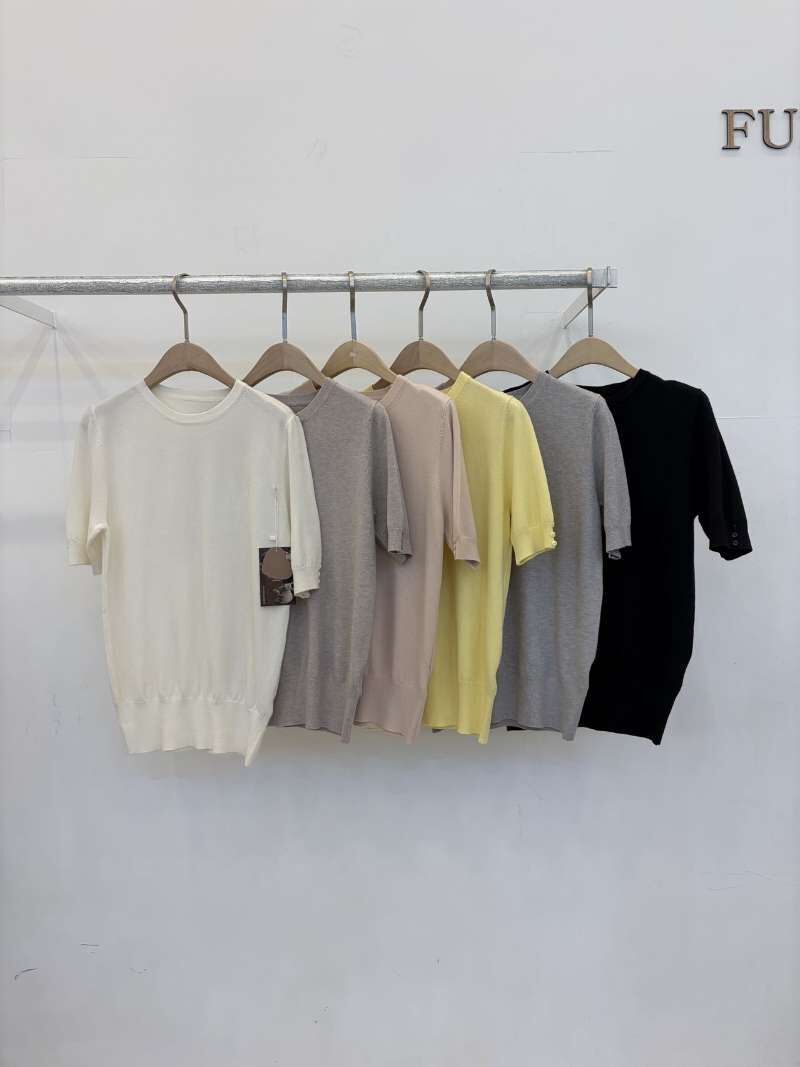 FP6030 簡約圓領羊毛羊絨半袖上衣