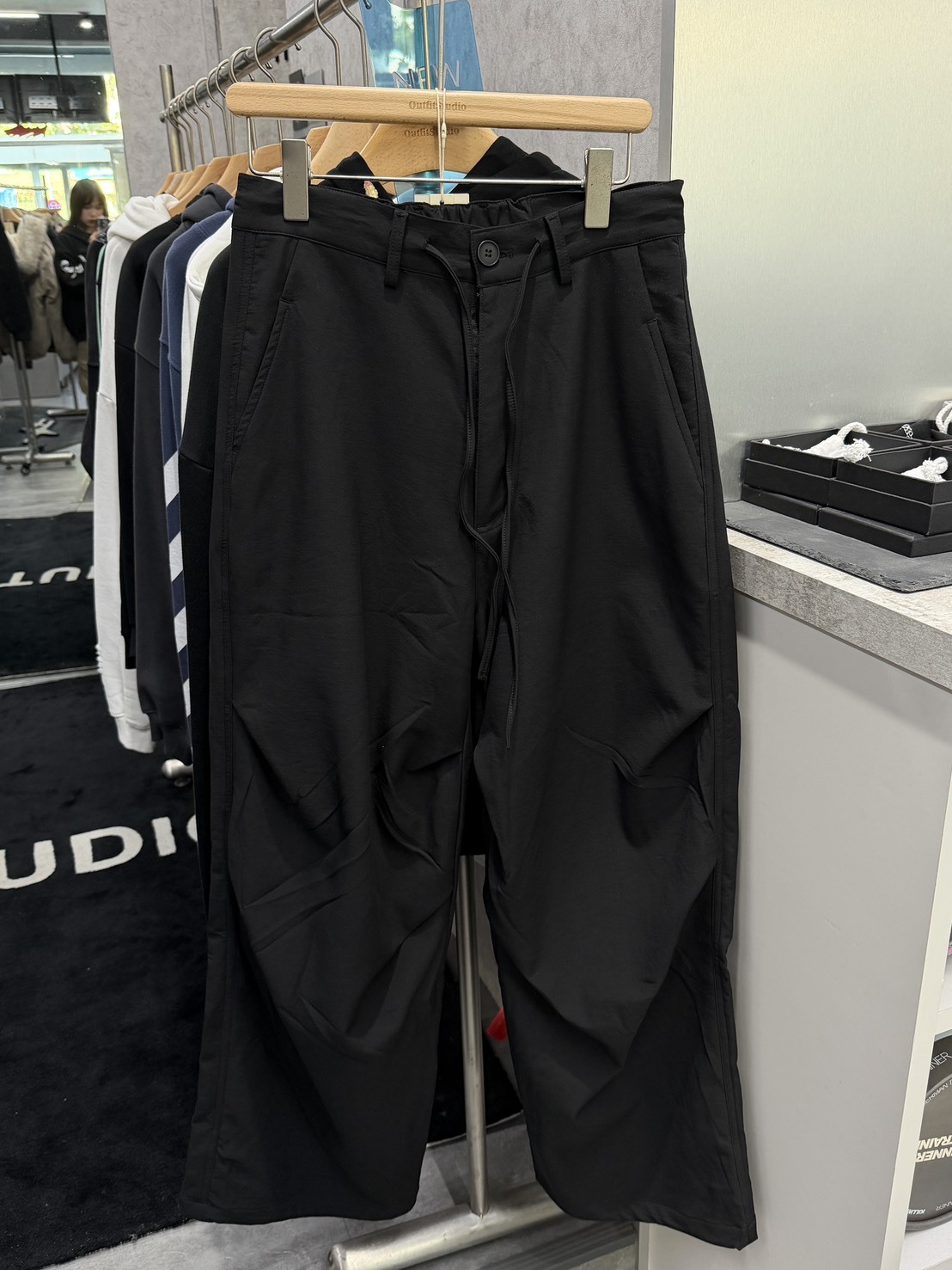 美式 復古 特殊抓皺 擴腿傘兵褲