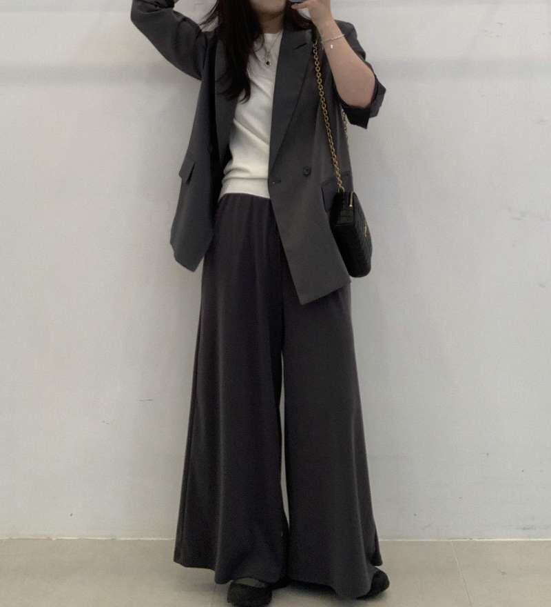 FP6032 人造絲不規則撞色拼接西裝外套