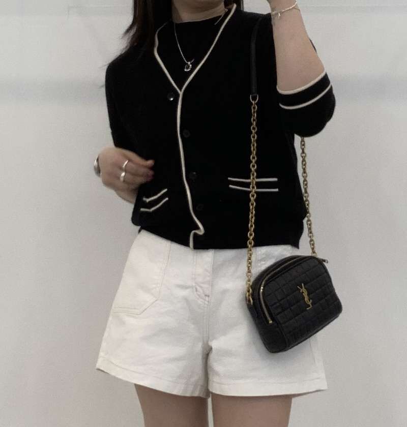 FP6033 撞色v領假兩件羊毛開衫