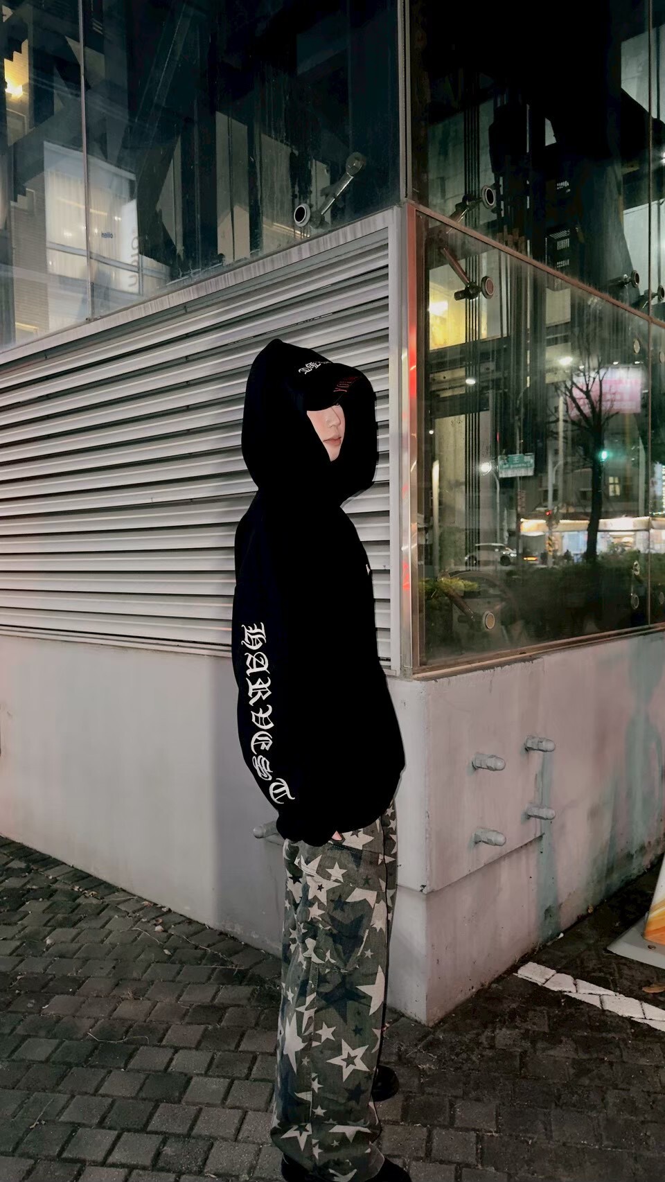 美式 復古 歌德刺繡 華夫格連帽外套