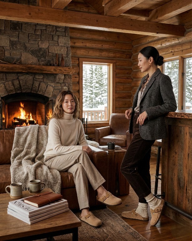 【預購】Cushionaire H030614 燈芯絨金屬扣女裝半包頭拖鞋