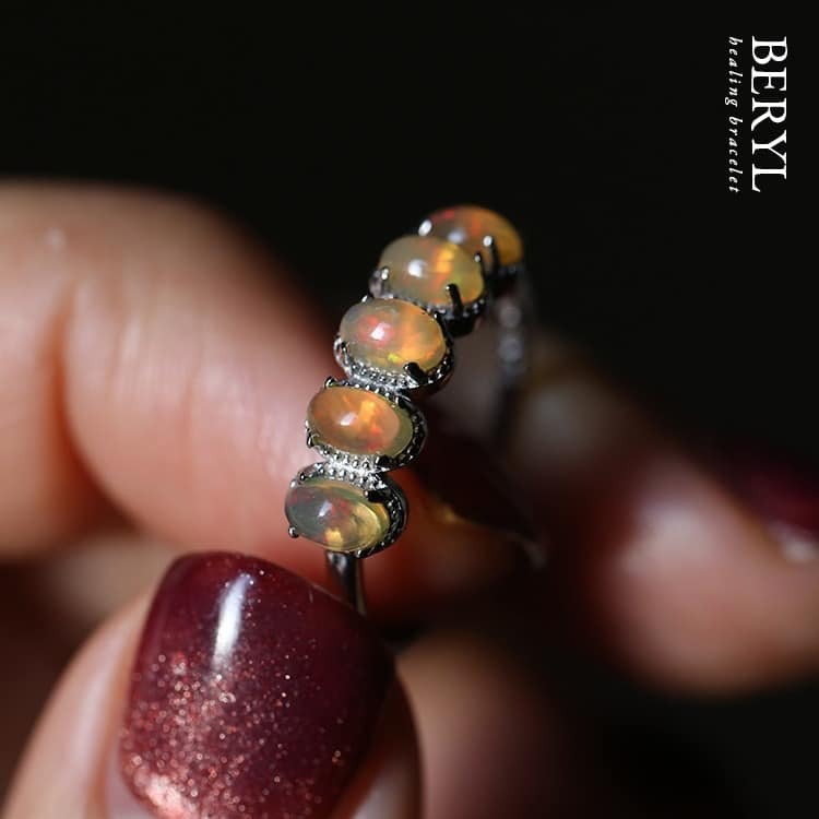 非洲埃塞俄比亞黃歐泊純銀戒(活圍)