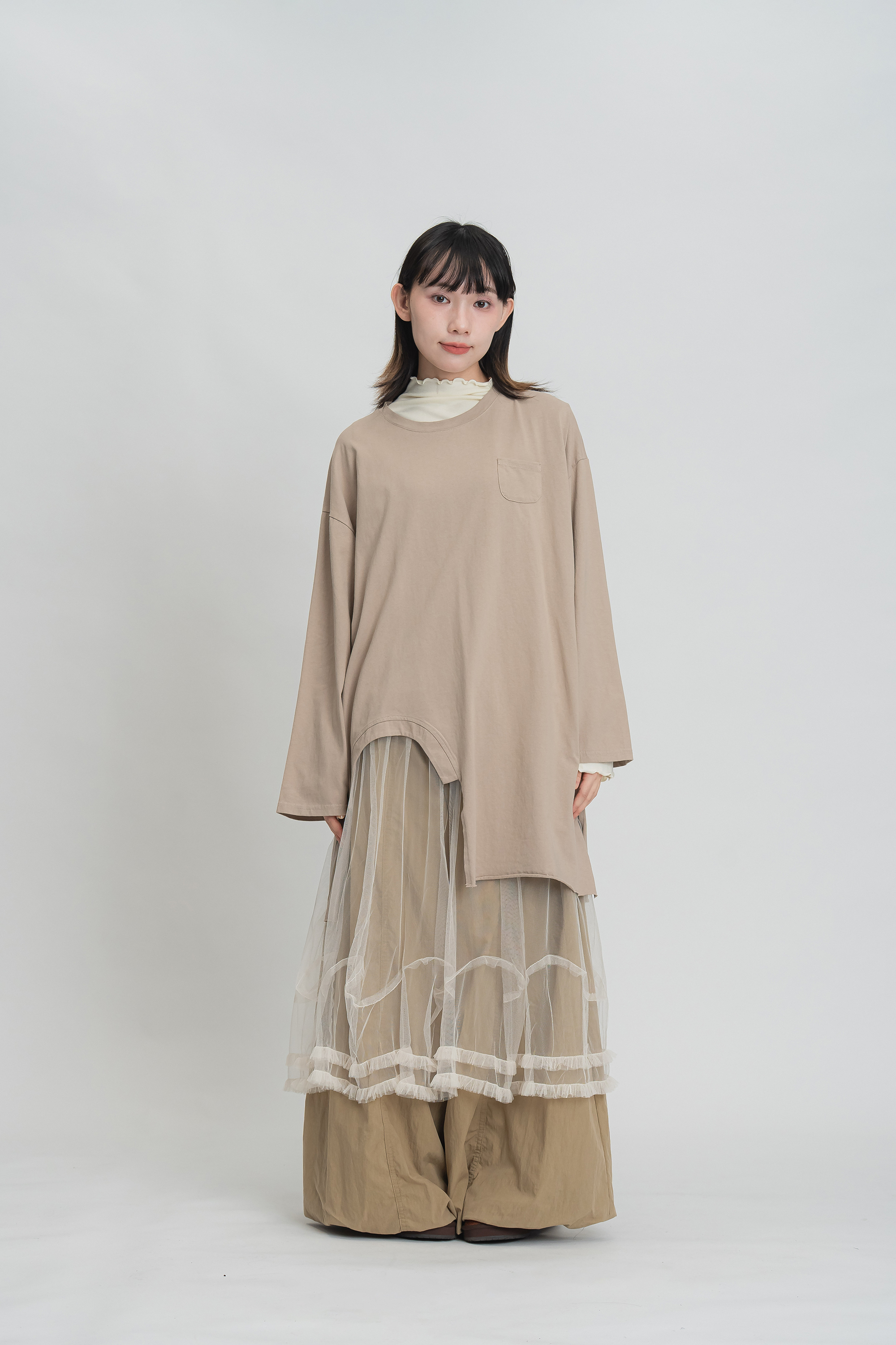 日感素面不規則長袖T 3色