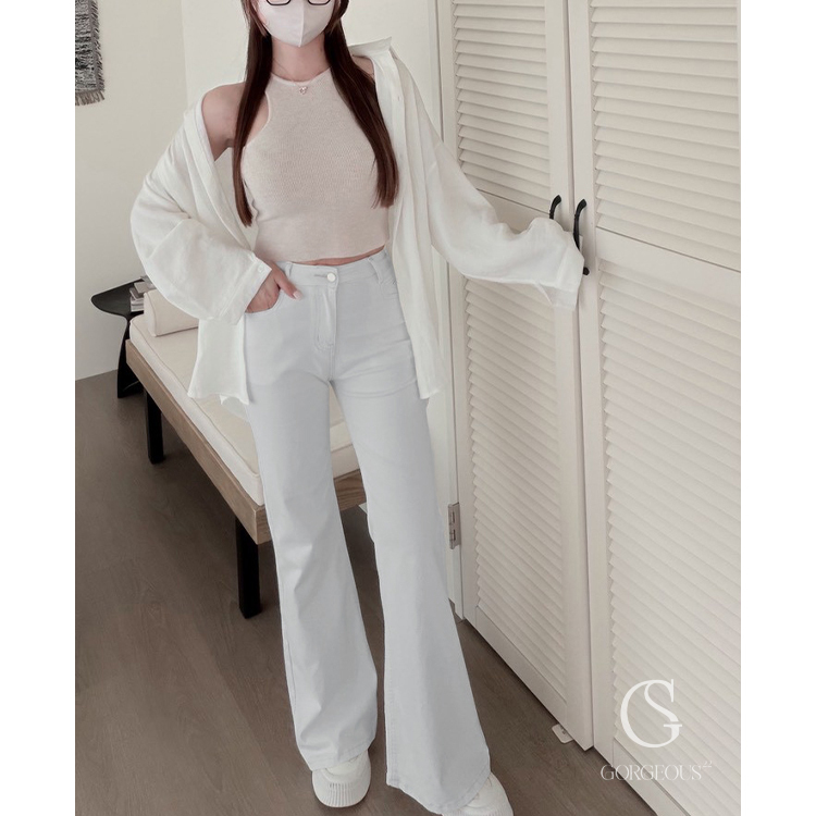 G5851 「限量彈力長腿喇叭褲」