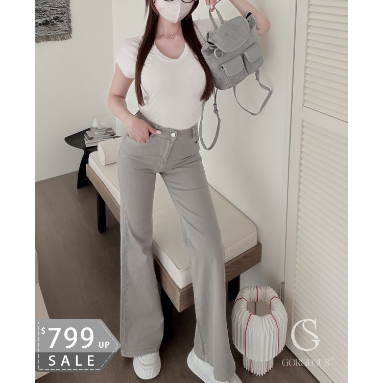 G5851 「限量彈力長腿喇叭褲」