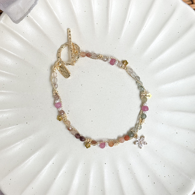 B14 / 生日花 • 拾壹月拾肆 • 盧李梅 – 瑪瑙粉碧璽 – 手鍊