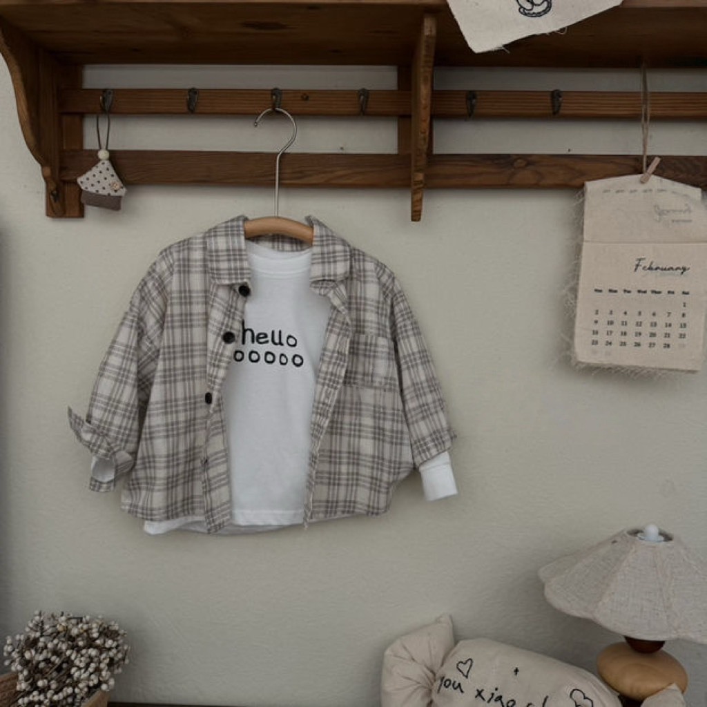 日系百搭格紋襯衫