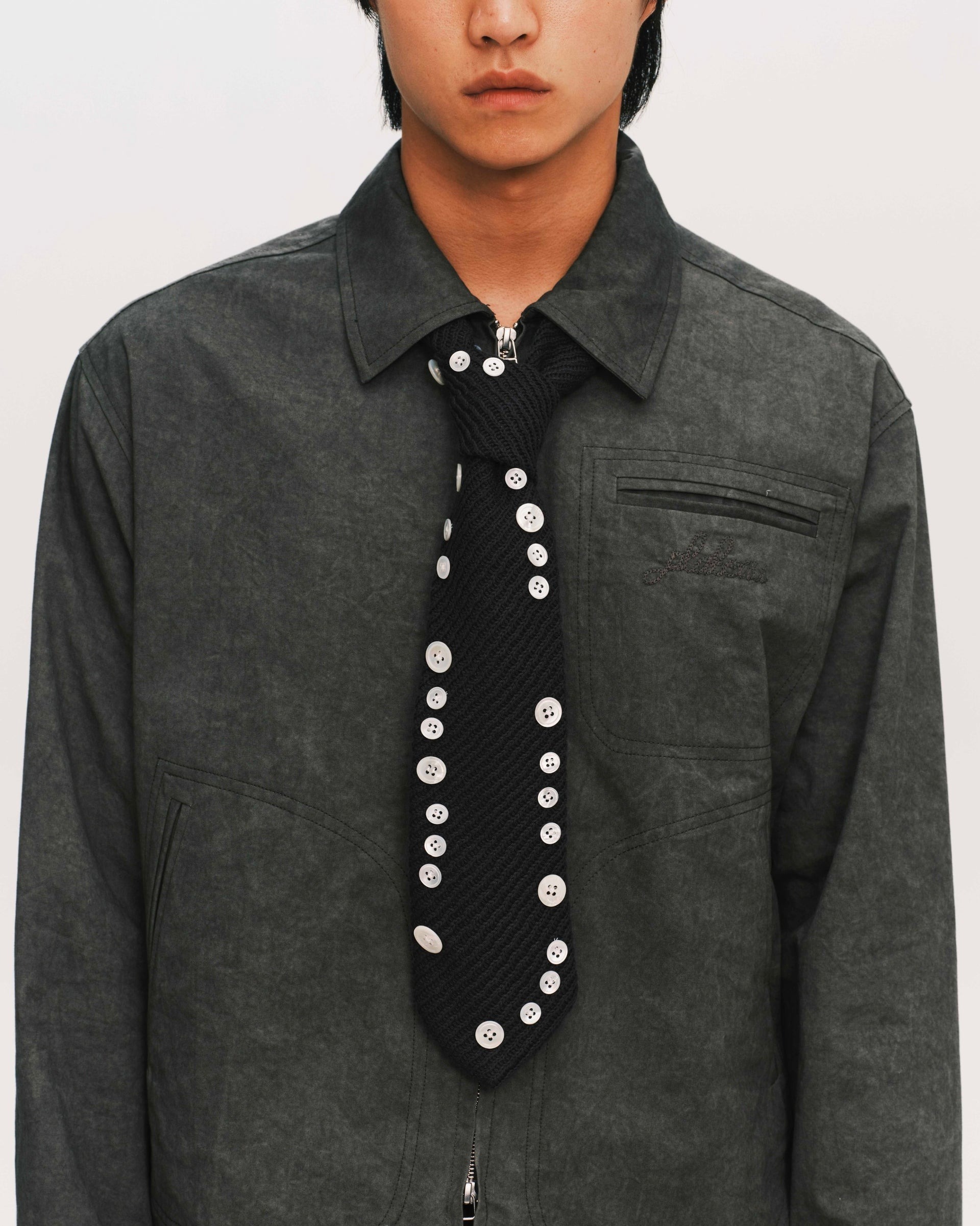 PLATEAU STUDIO｜Button necktie (Dark navy)