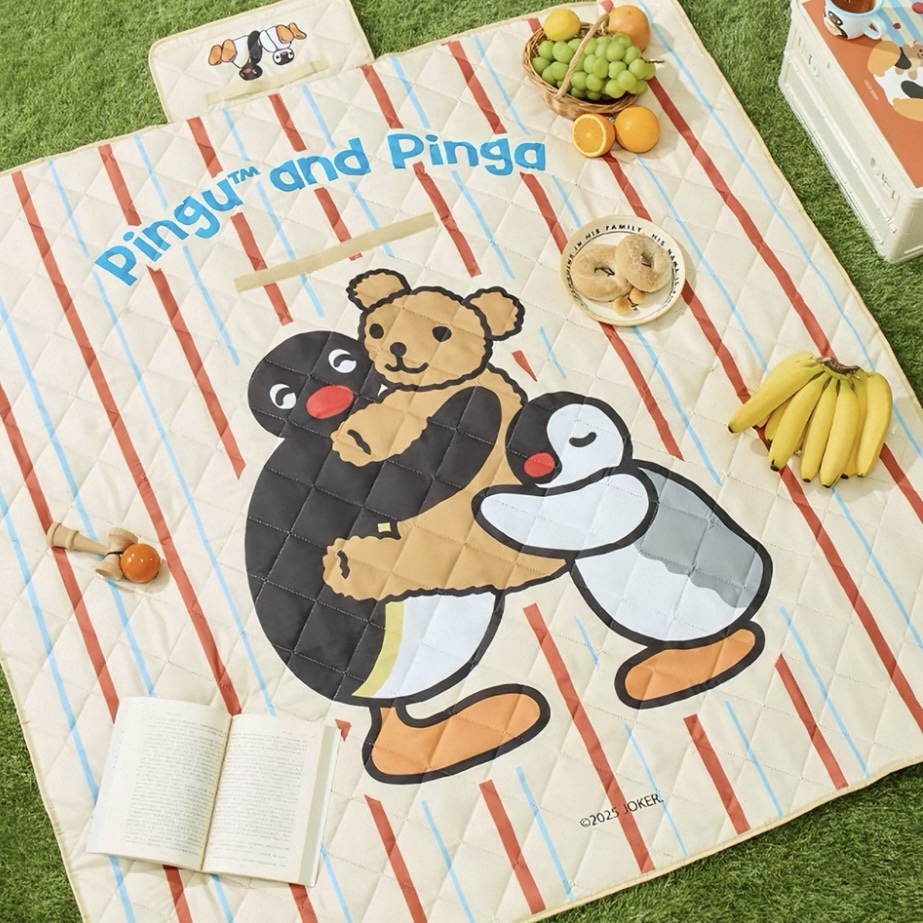 PINGU 企鵝家族 野餐墊 有點淘氣 戶外 露營 防水 手提式 收納 親子 現貨