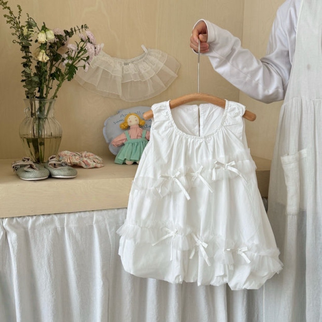 無袖蝴蝶結蕾絲洋裝