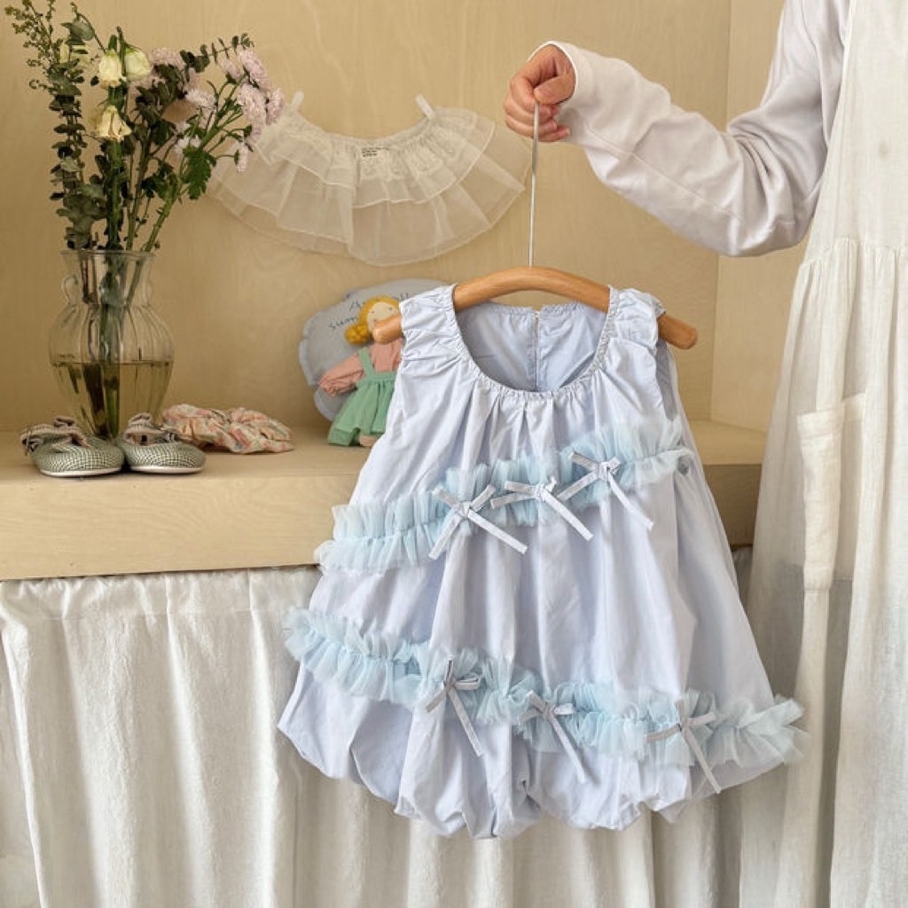 無袖蝴蝶結蕾絲洋裝