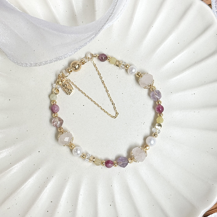 B12 / 生日花 • 拾月拾玖 • 波斯菊 – 粉晶紫幽靈 – 手鍊