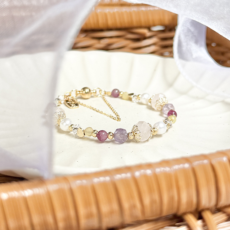 B12 / 生日花 • 拾月拾玖 • 波斯菊 – 粉晶紫幽靈 – 手鍊