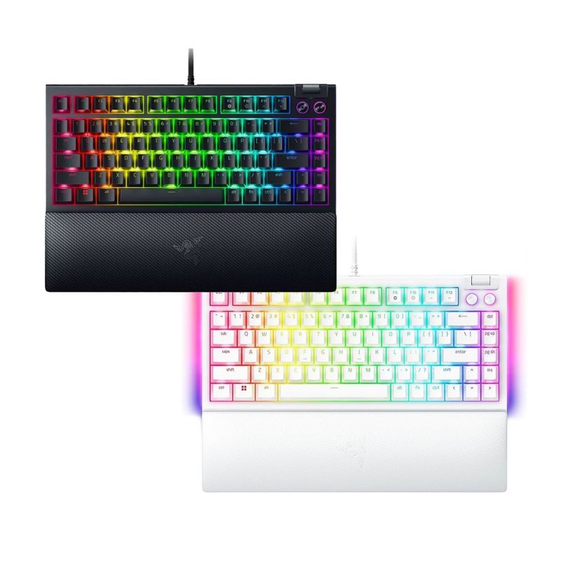 Razer 雷蛇 BlackWidow 黑寡婦 V4 75%(橘軸)機械式RGB鍵盤 黑色/白色