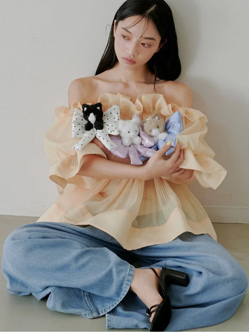 [預購] SNIDEL 弧形剪裁寬版牛仔褲