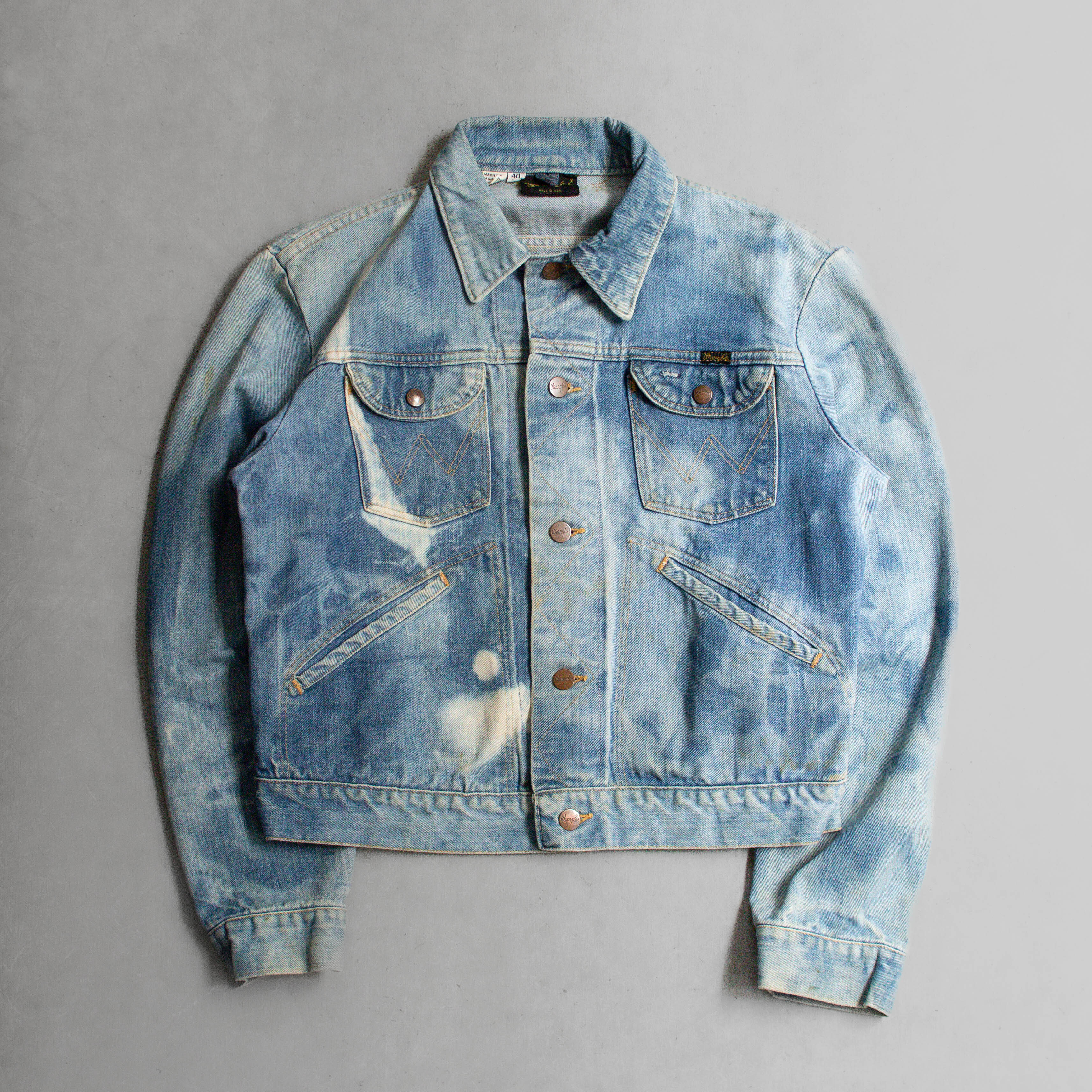 70S WRANGLER CUSTOM 124MJ DENIM JACKET 美國製 漂白 丹寧 外套 D