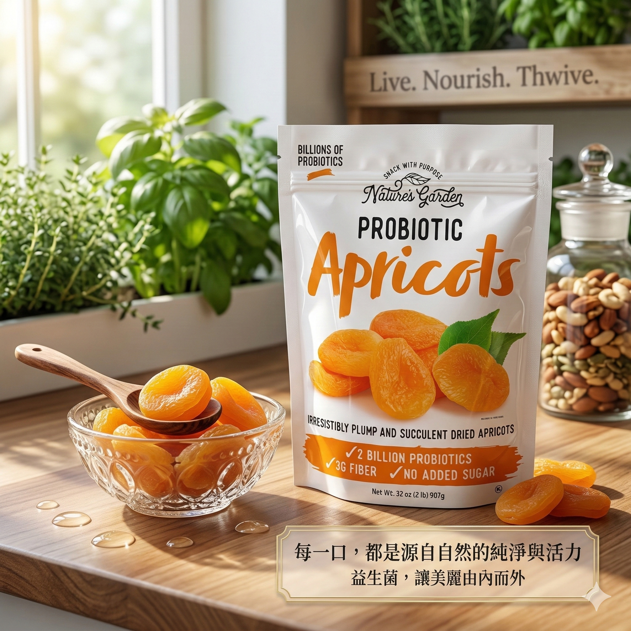 【直播】Nature's Garden LX0306111 益生菌乾杏桃 907g