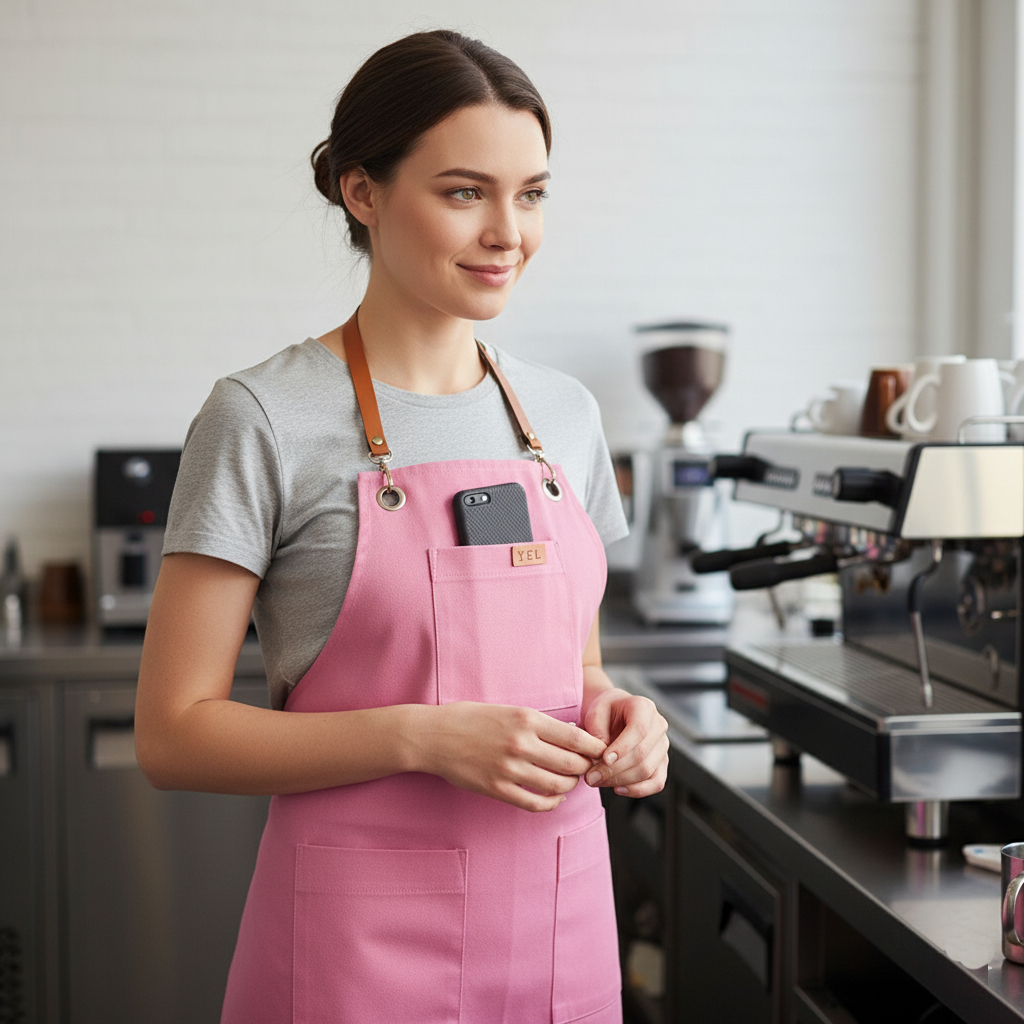 職人皮背帶雙色圍裙