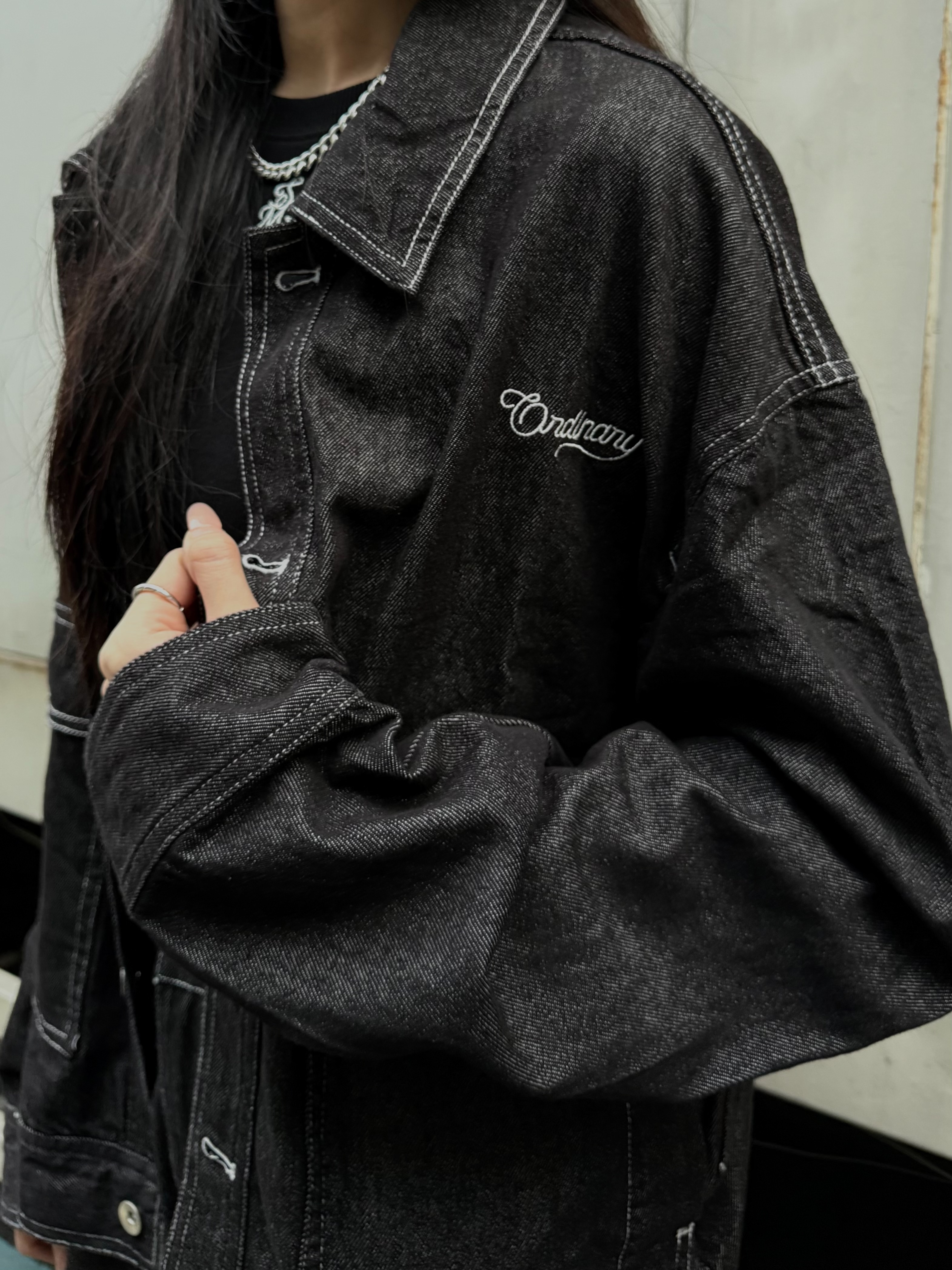 <線上SALE❤️‍🔥> ORDINARY 套裝 牛仔外套 彎刀褲 黑/藍