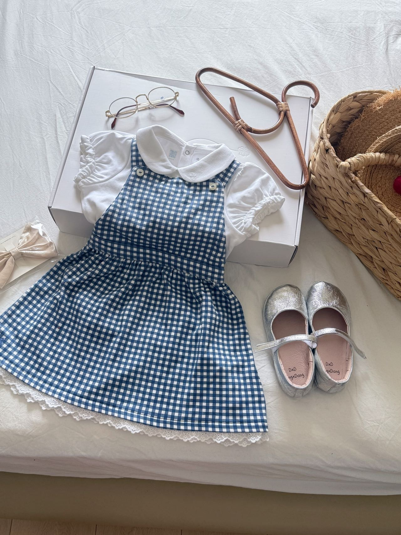 𝐏𝐨𝐥𝐨 小清新格仔連身裙套裝