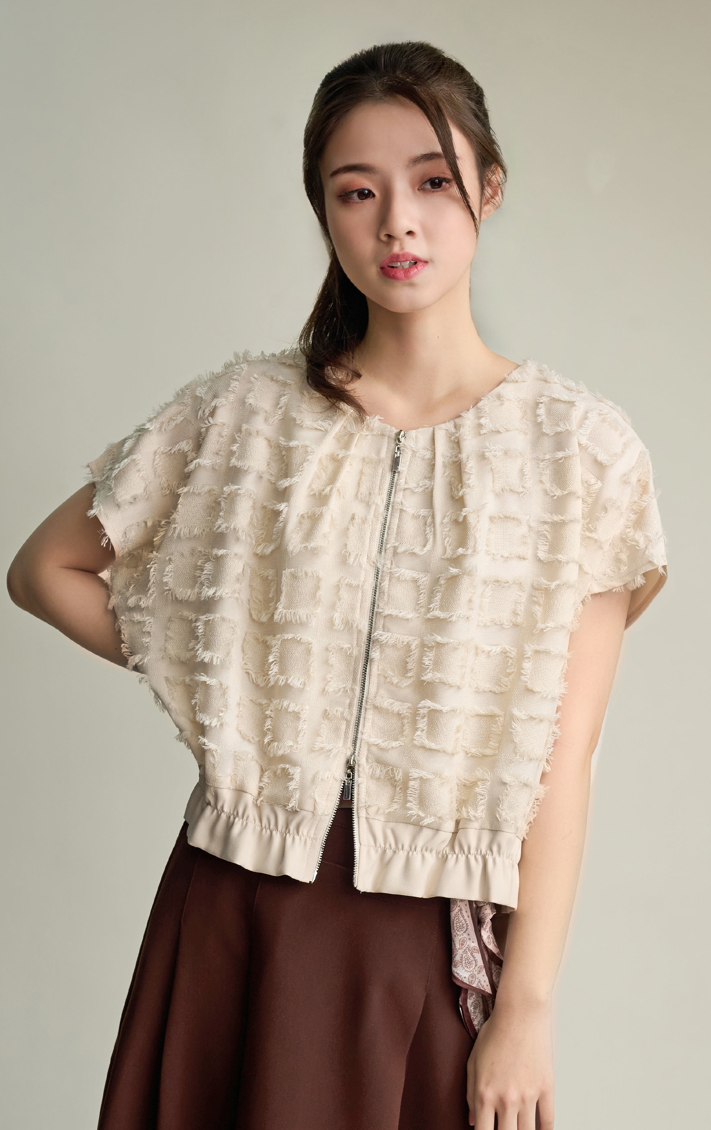 格紋拉鏈外套 JK0203