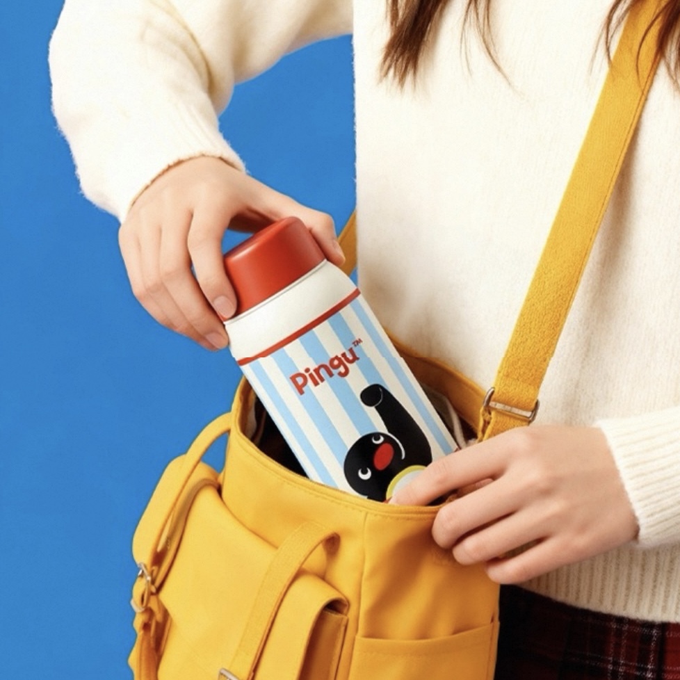 PINGU 企鵝家族 隨身 保溫瓶 條紋 小巧便攜 360ML 保溫保冷 現貨