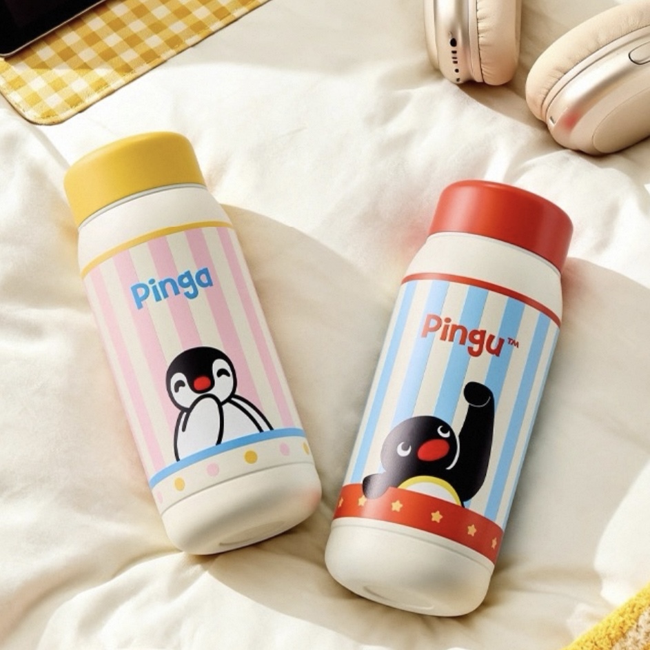 PINGU 企鵝家族 隨身 保溫瓶 條紋 小巧便攜 360ML 保溫保冷 現貨