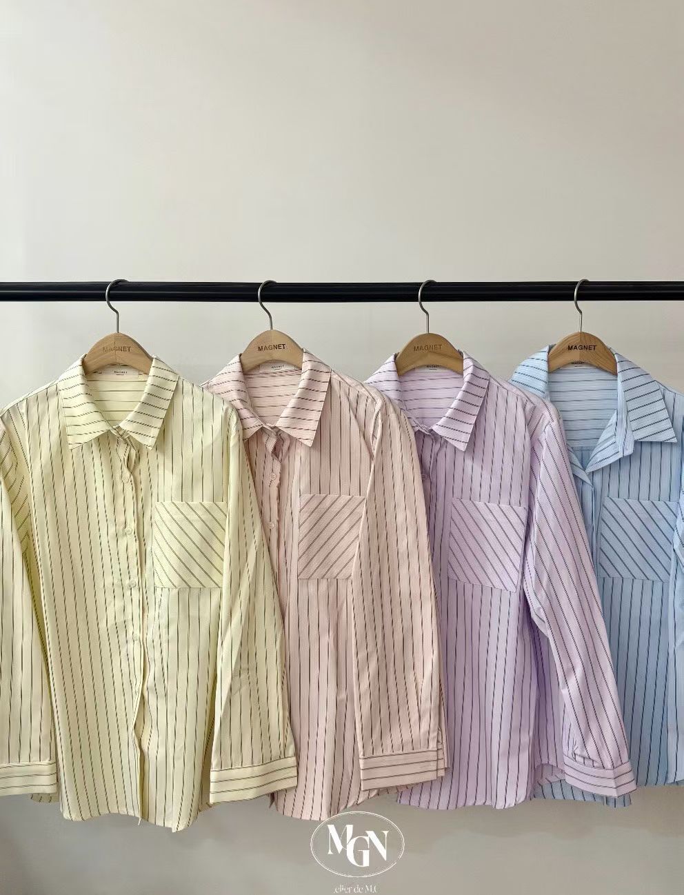 MN6004 春日馬卡龍色條紋恤衫